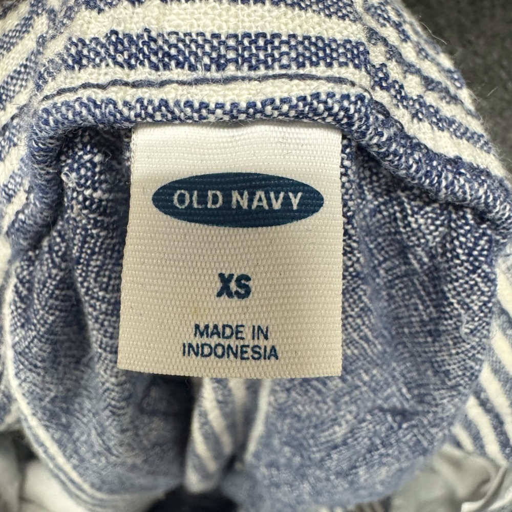 Old Navy Blue and White Striped Linen Wide Leg Casual Pants - Picture 3 of 3